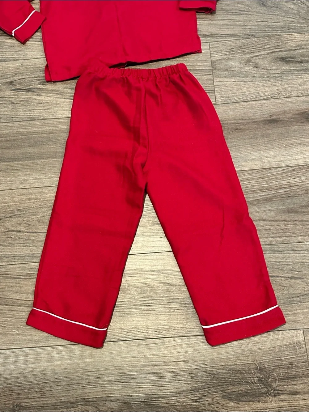 Pottery Bran Classic Red Kids (6) Pajama Set with White Piping